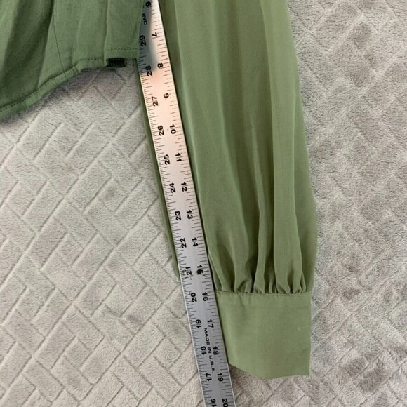 Urban Outfitters Womans Medium Crop Top Green Long Sheer Sleeve Smocked Back - Picture 10 of 16
